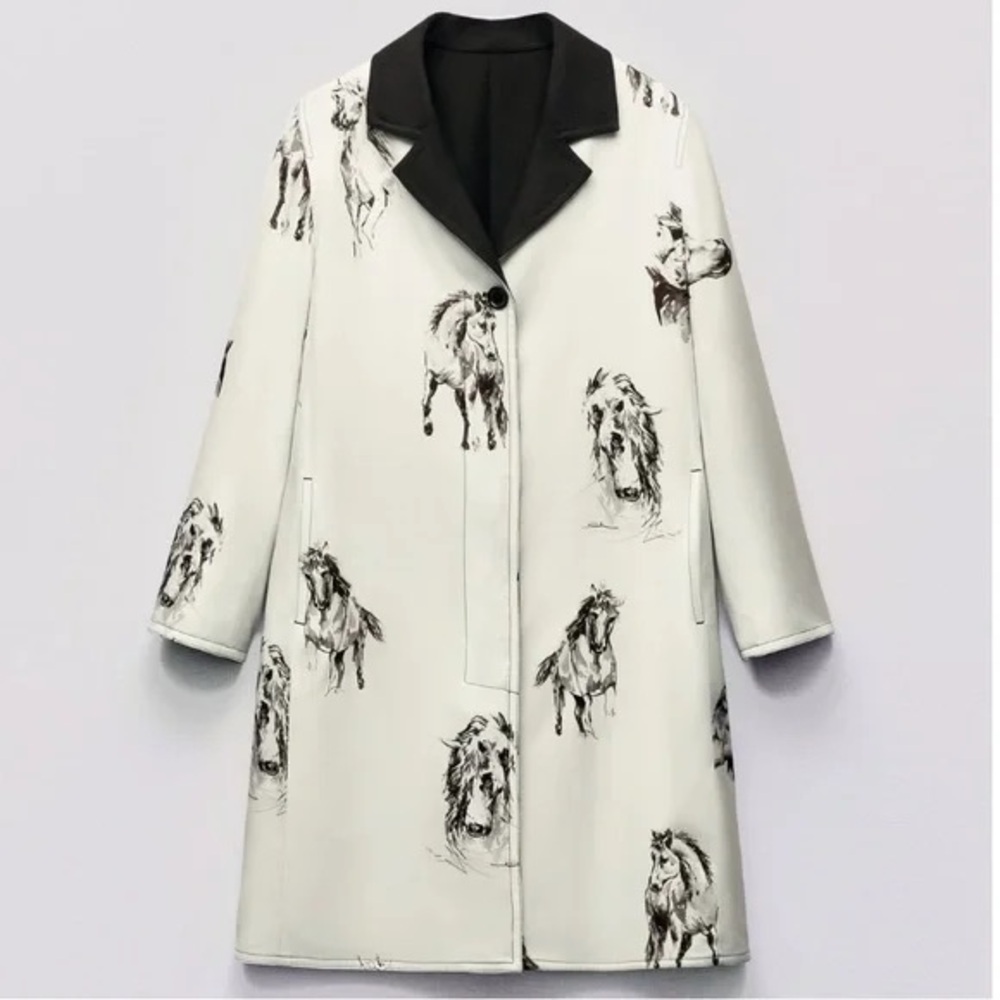Brand new with tags Limited Edition Zara Horse drawings Coat